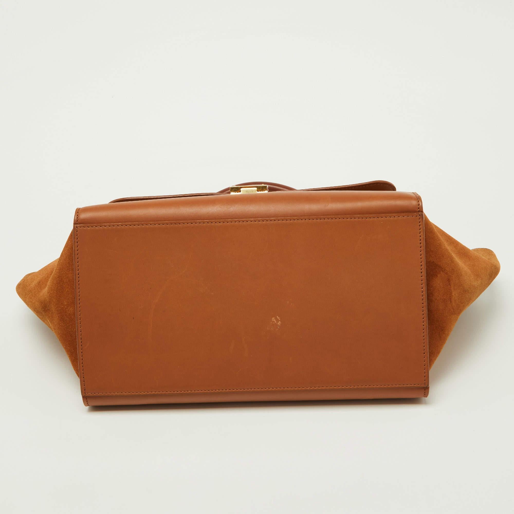 Celine Tan Leather and Suede Medium Trapeze Bag 1