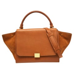 Celine Tan Leather and Suede Medium Trapeze Bag