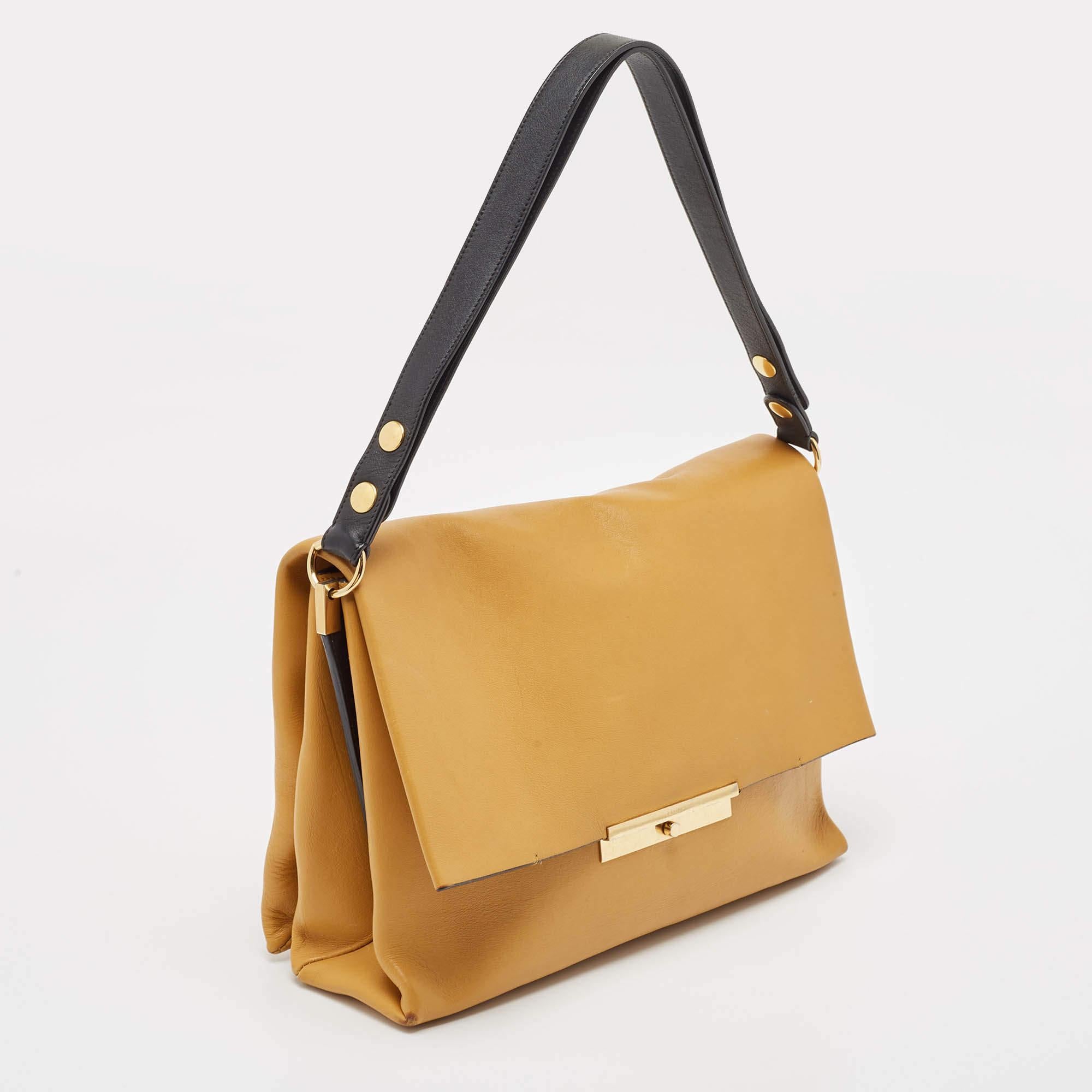 Orange Celine Tan Leather Blade Flap Shoulder Bag For Sale