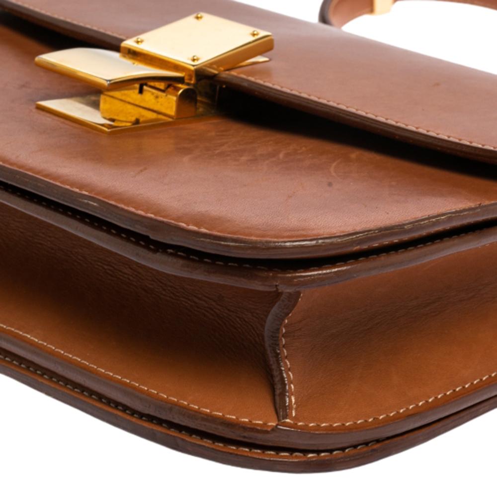 Celine Tan Leather Medium Classic Box Shoulder Bag 3