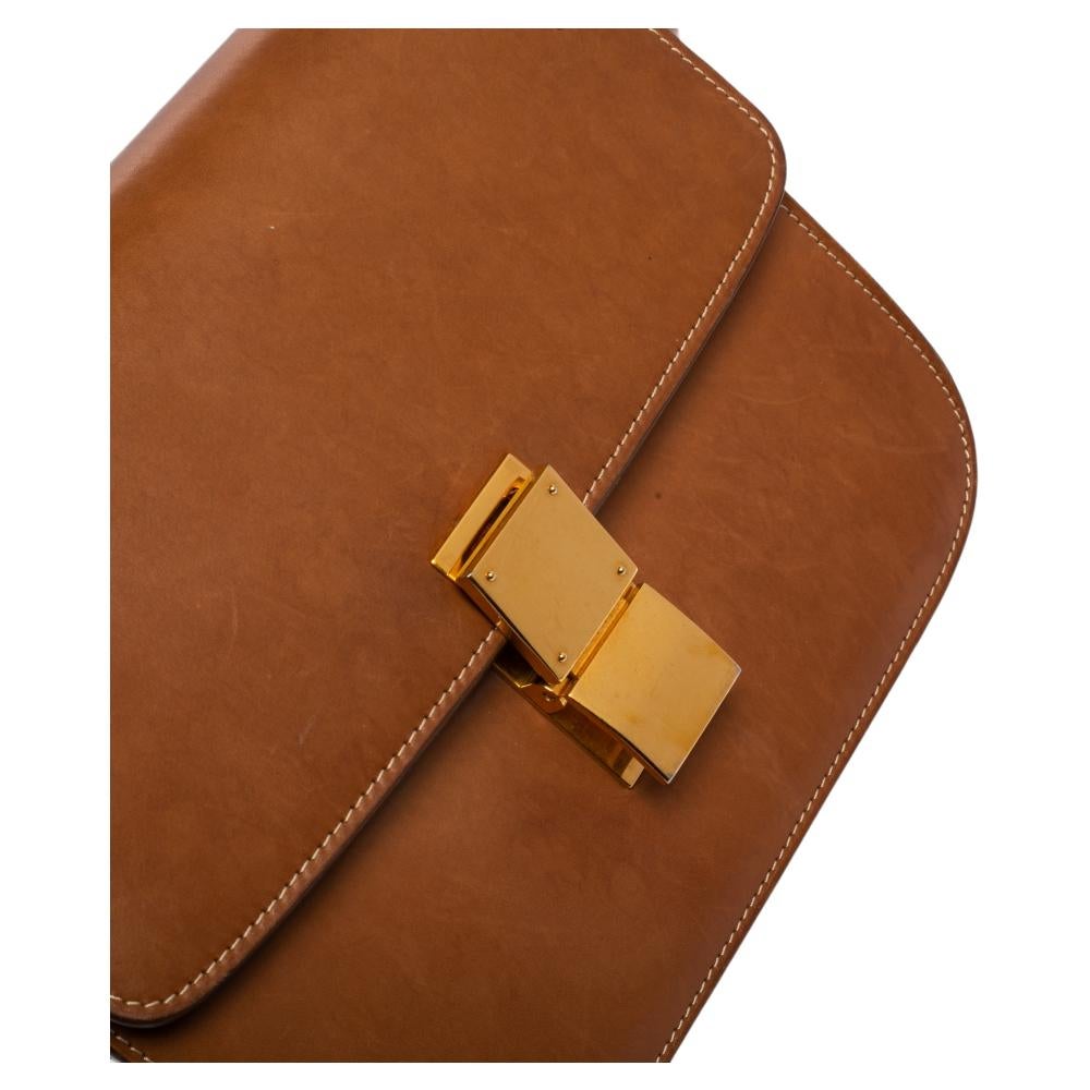 Brown Celine Tan Leather Medium Classic Box Shoulder Bag