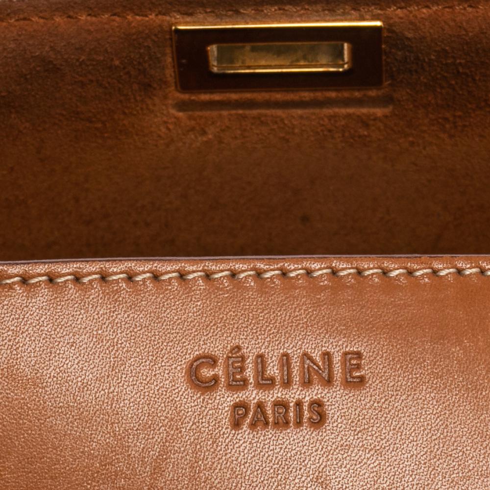 Women's Celine Tan Leather Medium Classic Box Shoulder Bag
