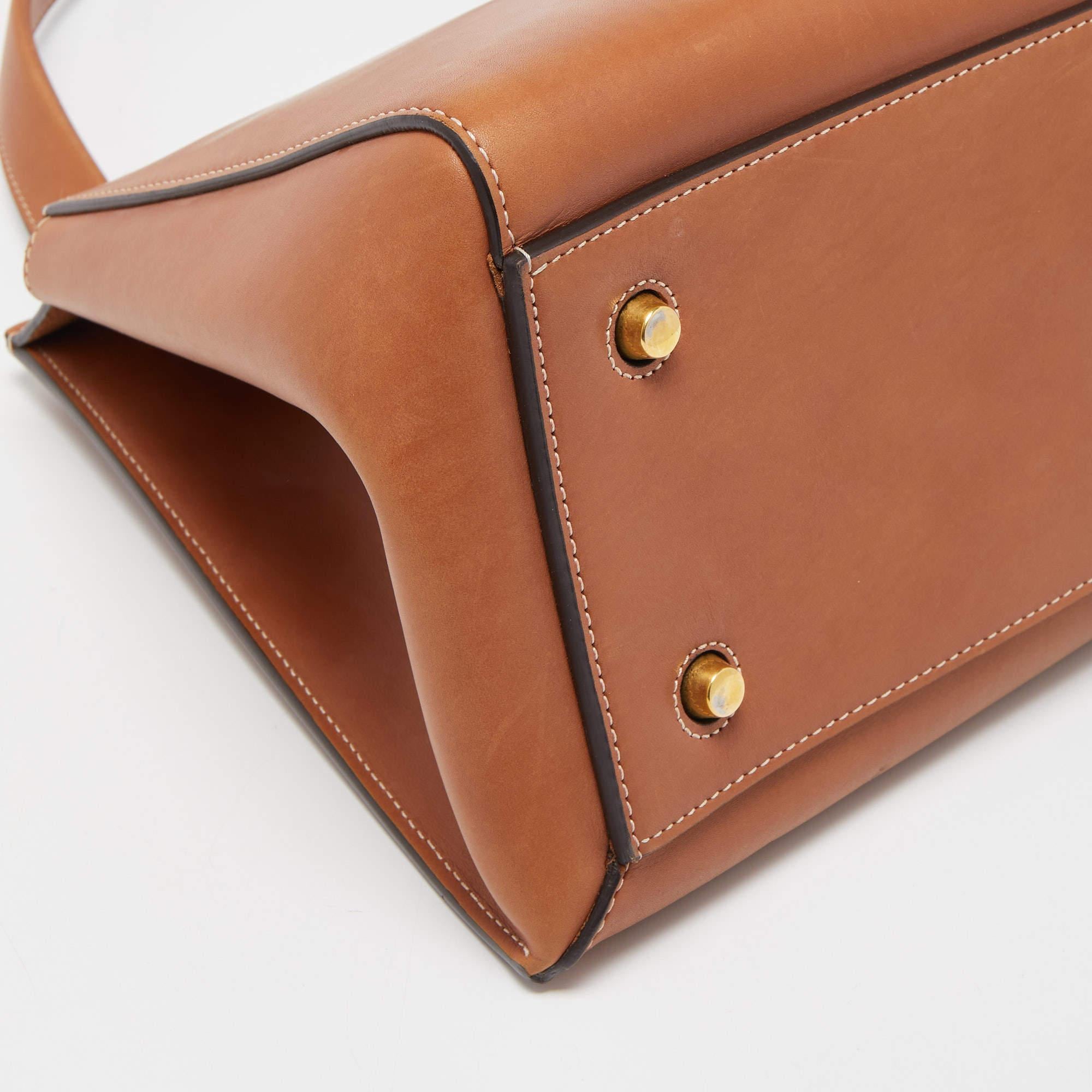 Celine Tan Leather Medium Edge Top Handle Bag 9