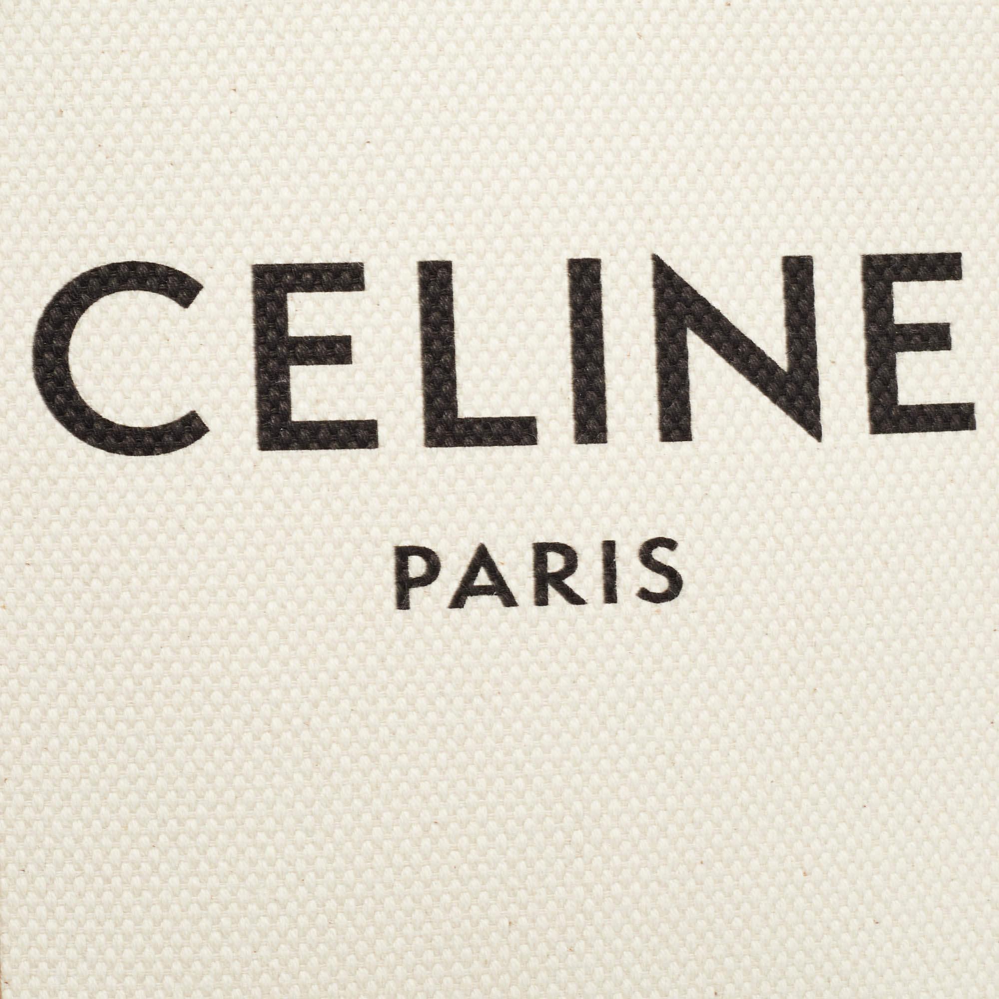 Celine Tan Logo Canvas and Leather Mini Vertical Cabas Tote 3