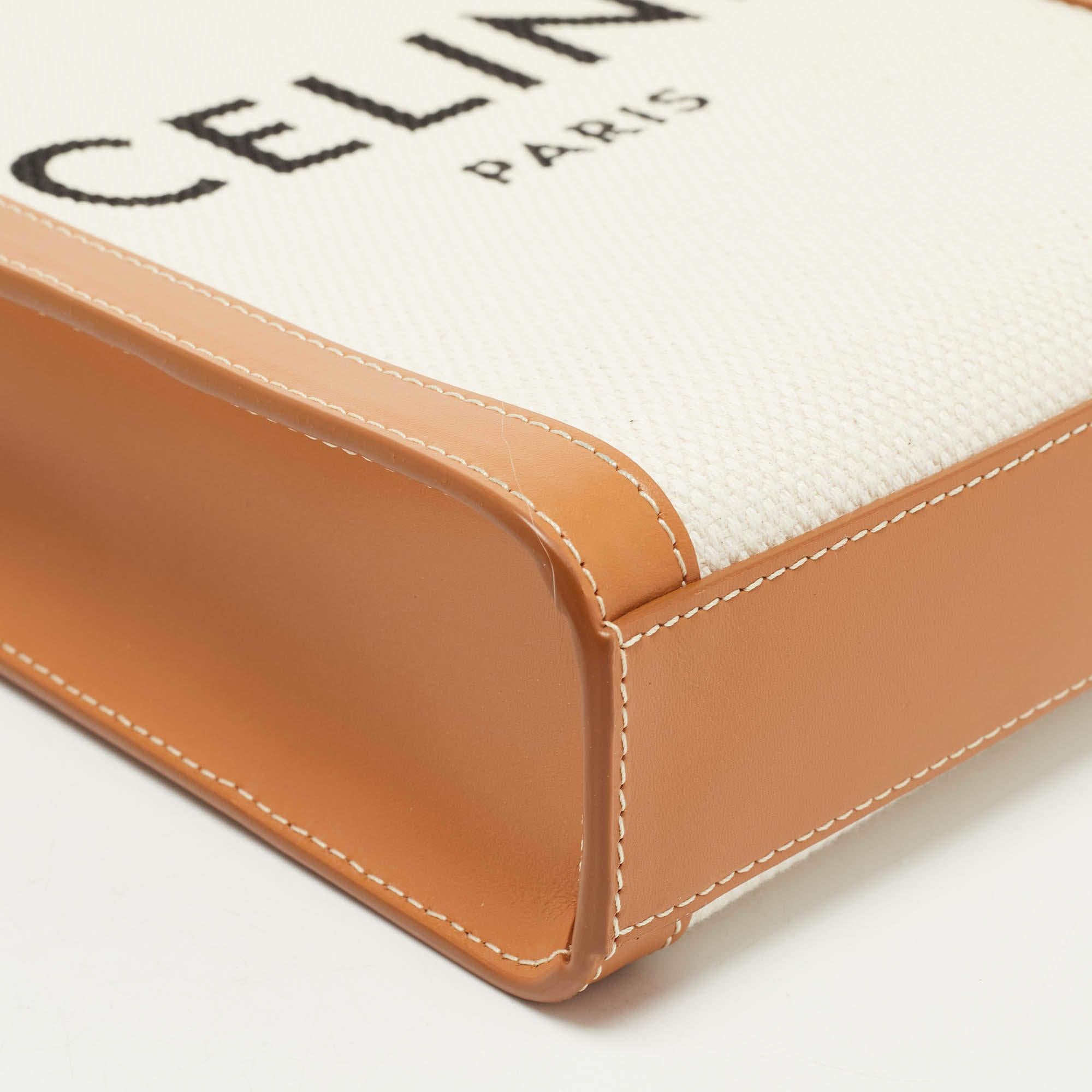 Celine Tan Logo Canvas and Leather Mini Vertical Cabas Tote 4