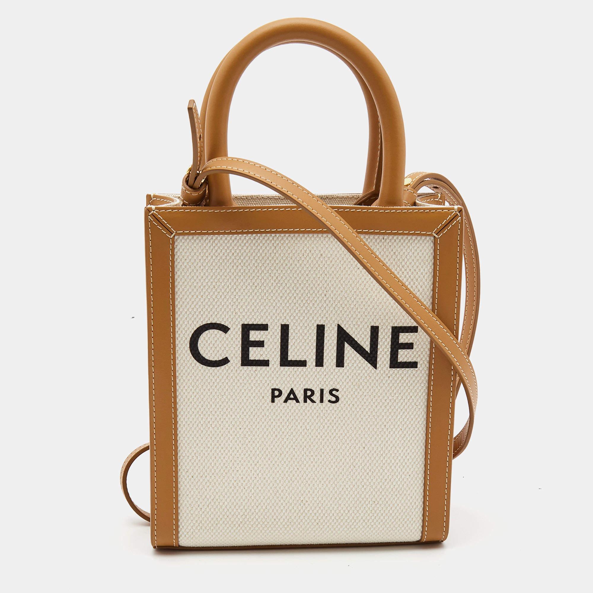 Celine Cabas De France Tote Canvas with Leather Medium at 1stDibs