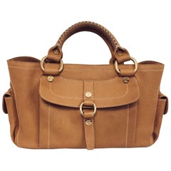 Celine Tan Multi Pocket Sophisticated Leather Satchel