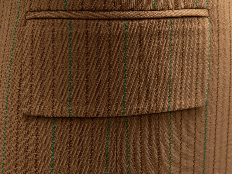 Celine Tan & Multicolor Pinstriped Wool Blazer 4