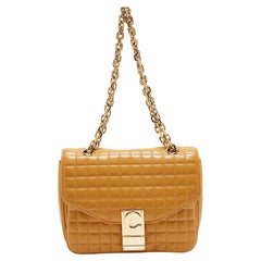 Celine Tan Quilted Leather Small C Flap Bag