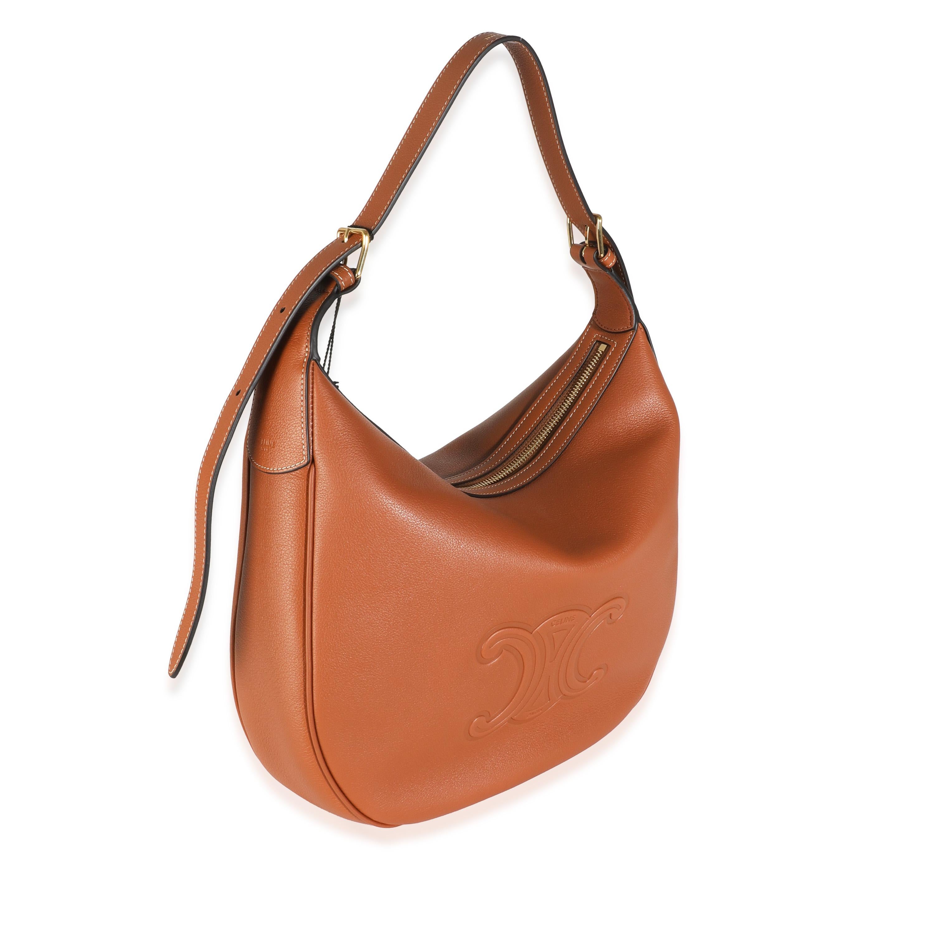 Brown Celine Tan Supple Calfskin Medium Triomphe Heloise Bag For Sale