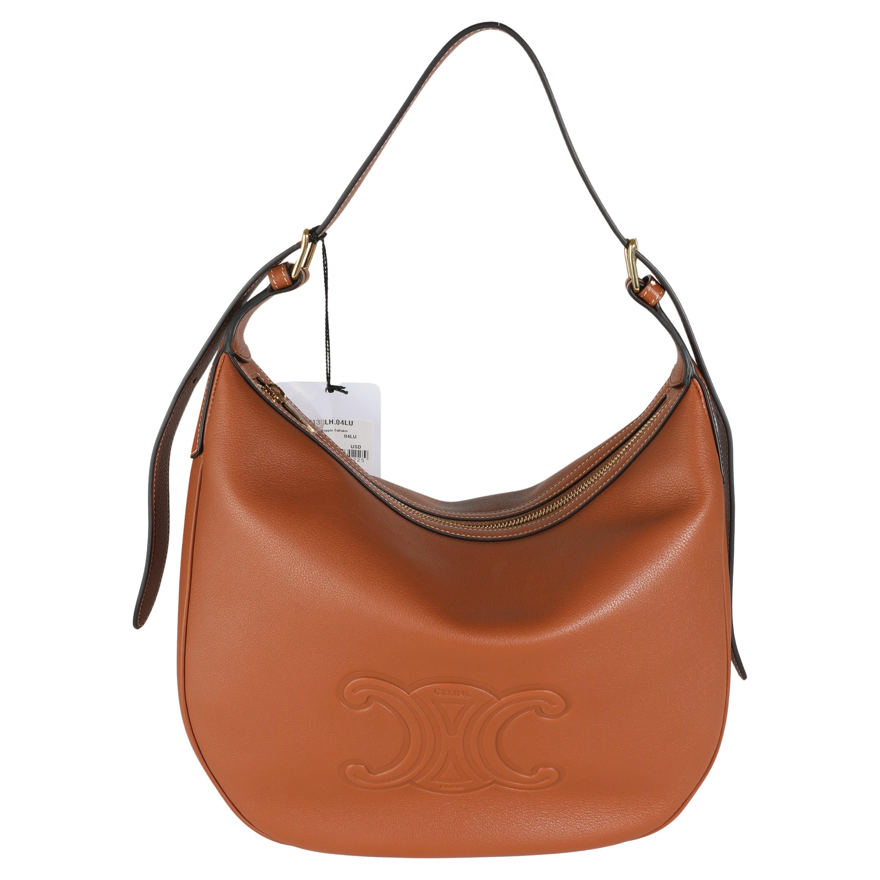 Celine Tan Supple Calfskin Medium Triomphe Heloise Bag For Sale