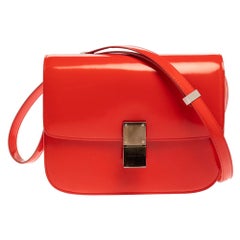 Celine Tangerine Leather Medium Classic Box Shoulder Bag