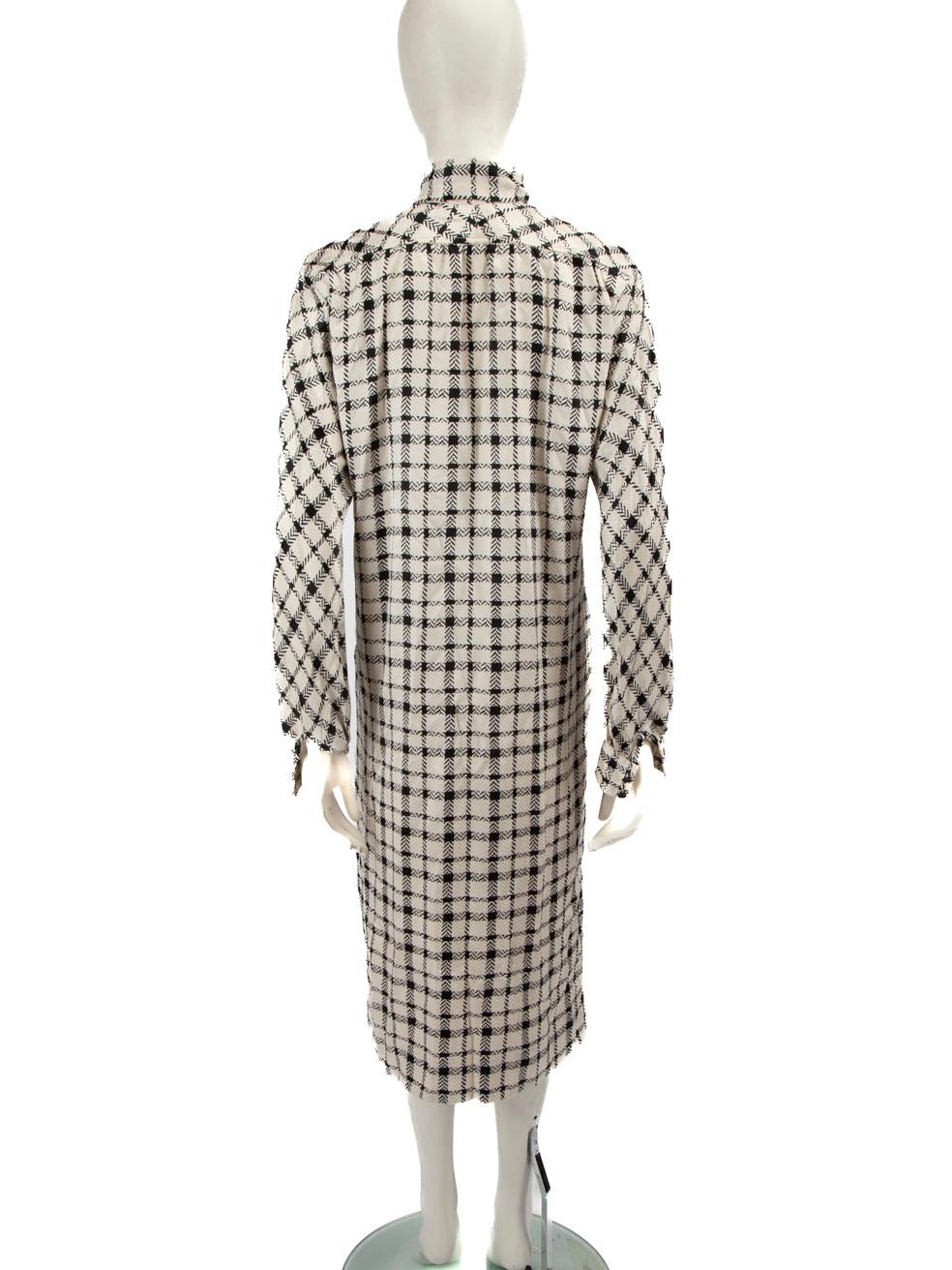 Gray Céline Tartan Pattern Silk Neck Tie Dress Size XL For Sale