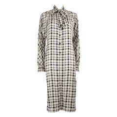 Céline Tartan Pattern Silk Neck Tie Dress Size XL