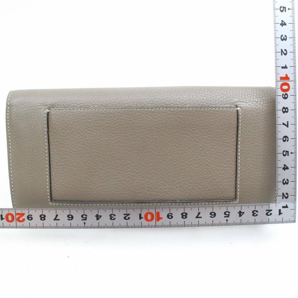 Céline Taupe Bicolor Grey-taupe Yellow Bifold Snap Large Long Flap 870980 Wallet In Good Condition For Sale In Dix hills, NY