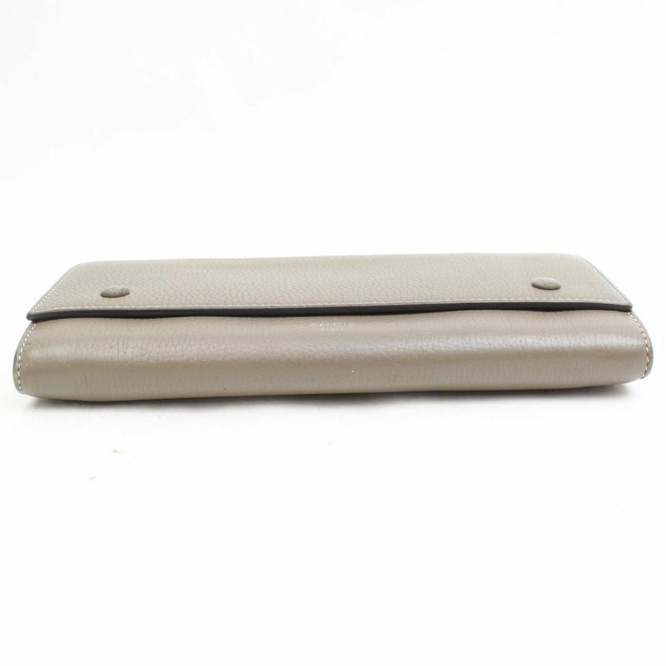 Céline Taupe Bicolor Grey-taupe Yellow Bifold Snap Large Long Flap 870980 Wallet For Sale 1