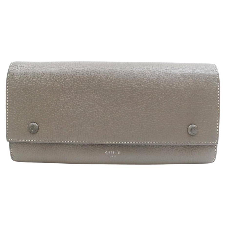 Céline Taupe Bicolor Grey-taupe Yellow Bifold Snap Large Long Flap 870980 Wallet For Sale