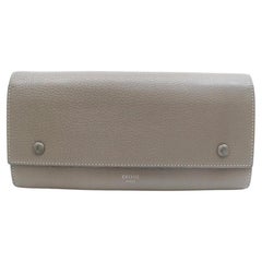 Céline Taupe Bicolor Grey-taupe Yellow Bifold Snap Large Long Flap 870980 Wallet