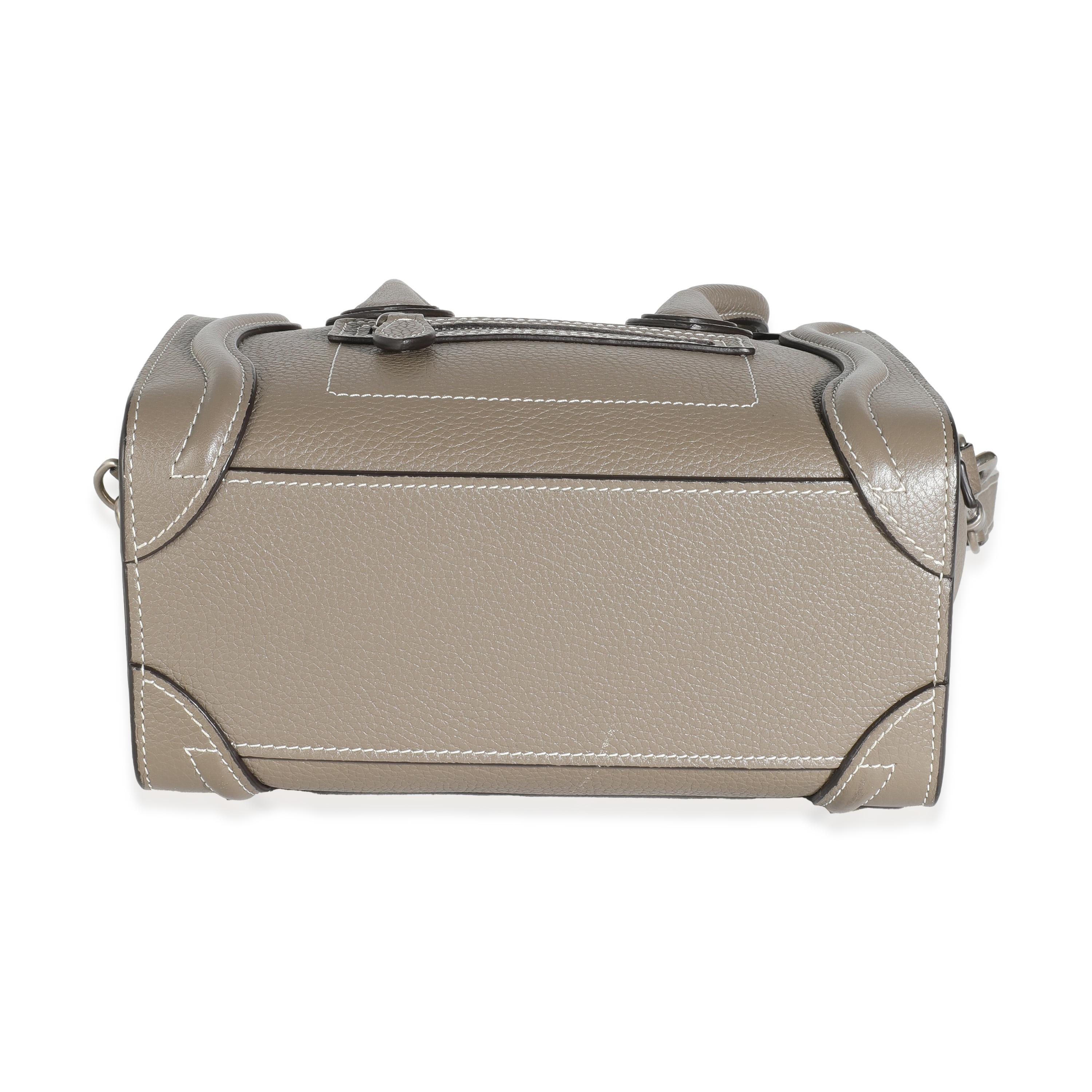 Women's or Men's Celine Taupe Drummed Calfskin Nano Luggage