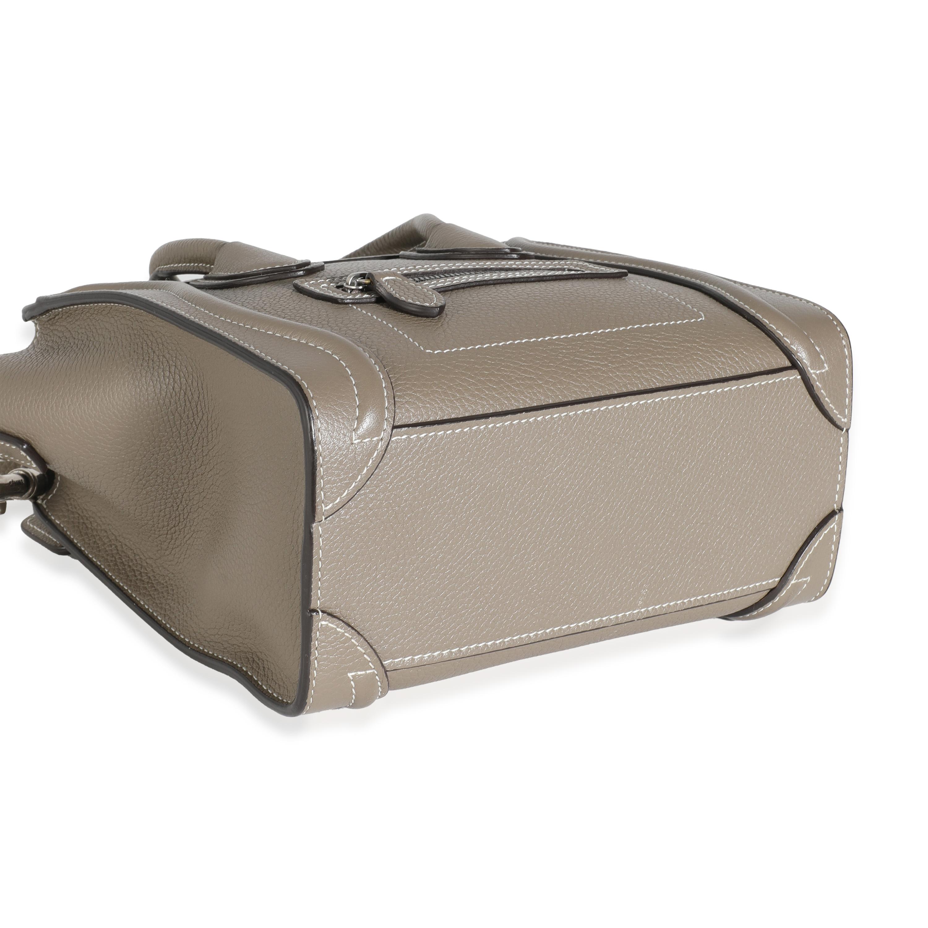 Celine Taupe Drummed Calfskin Nano Luggage 1