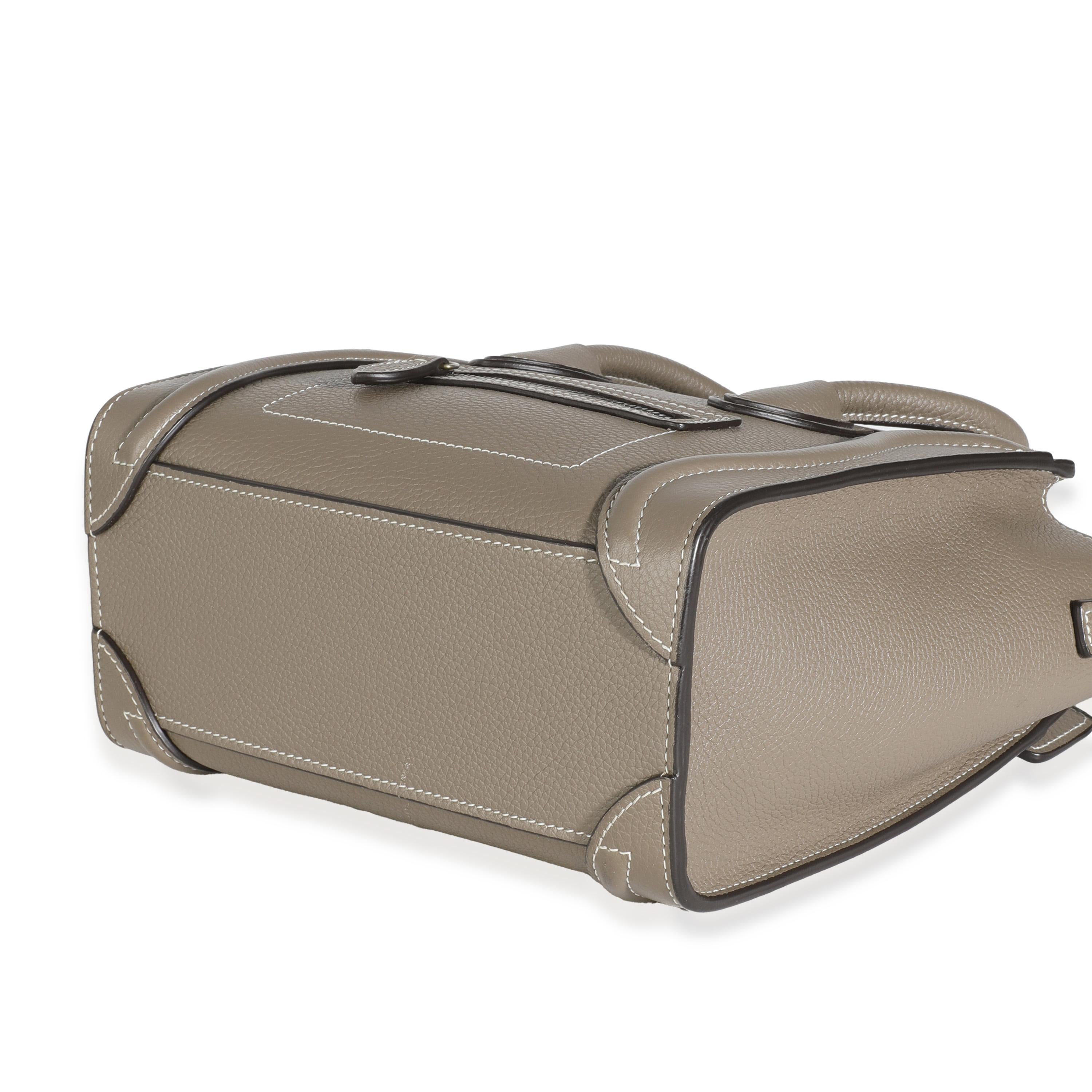 Celine Taupe Drummed Calfskin Nano Luggage 2