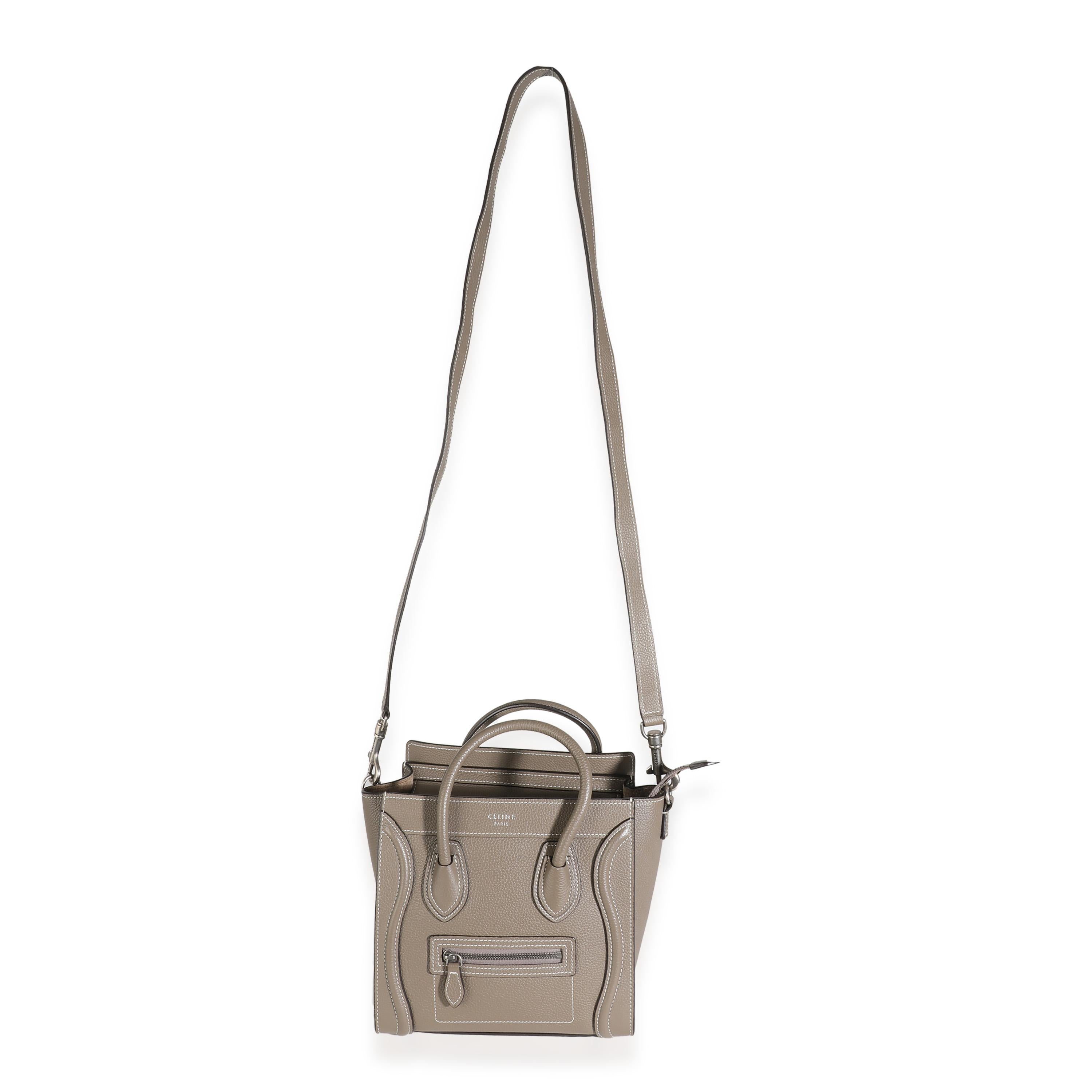 Celine Taupe Drummed Calfskin Nano Luggage 3
