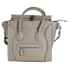 Celine Taupe Drummed Calfskin Nano Luggage