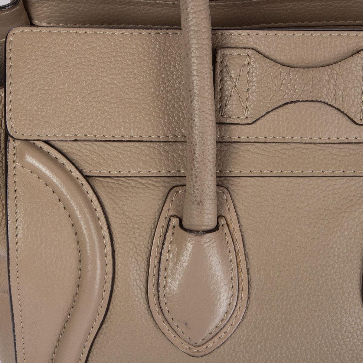 CELINE taupe leather DUNE MICRO LUGGAGE TOTE Bag In Fair Condition In Zürich, CH