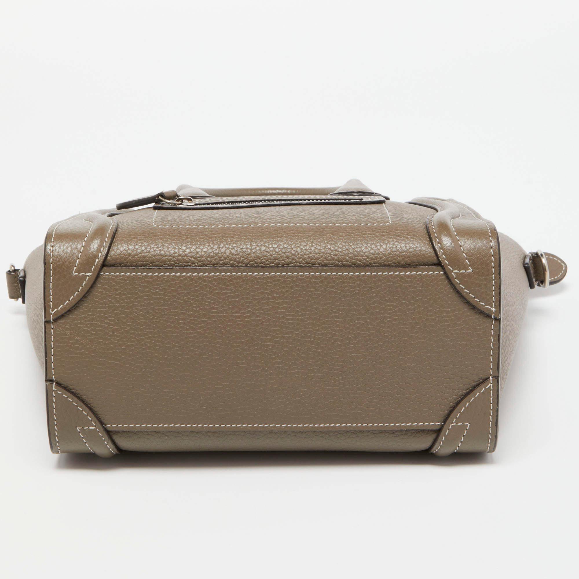 Celine Taupe Leather Nano Luggage Tote 4