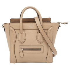 Céline - Fourre-tout Nano Luggage en cuir taupe