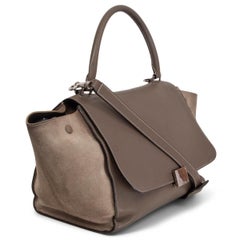 CELINE taupe leather & suede TRAPEZE MEDIUM Shoulder Bag
