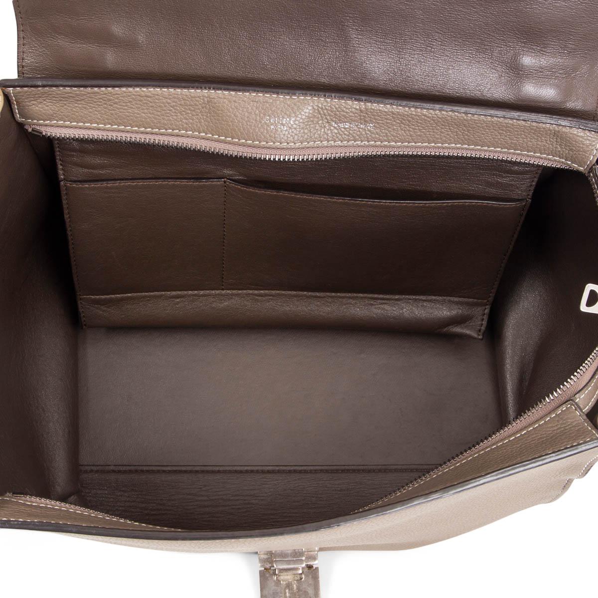 CELINE taupe leather & suede TRAPEZE MEDIUM Shoulder Bag For Sale 1