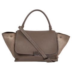 CELINE taupe leather & suede TRAPEZE MEDIUM Shoulder Bag