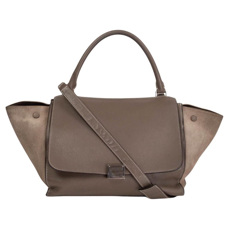 CELINE taupe leather and suede TRAPEZE MEDIUM Shoulder Bag For Sale at ...