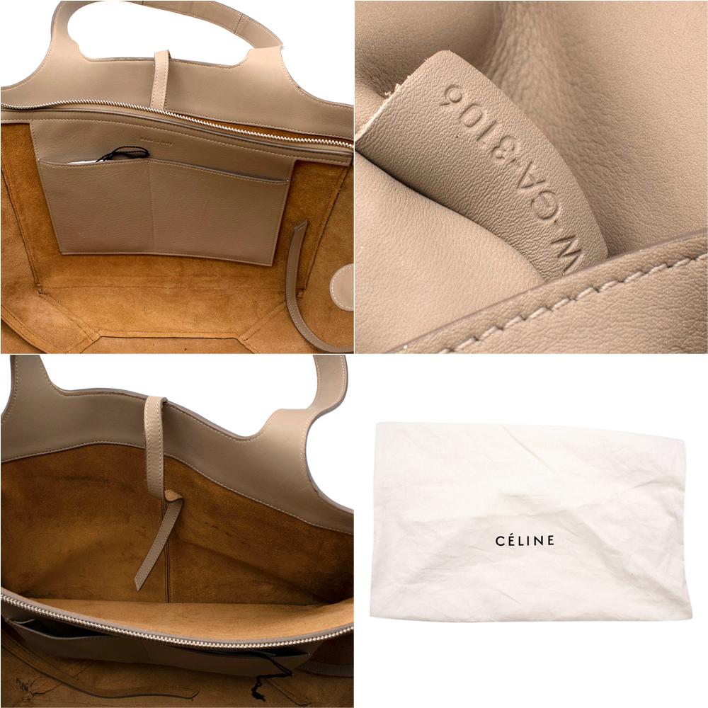 Brown Celine Taupe Leather Tri-Fold Bag  For Sale
