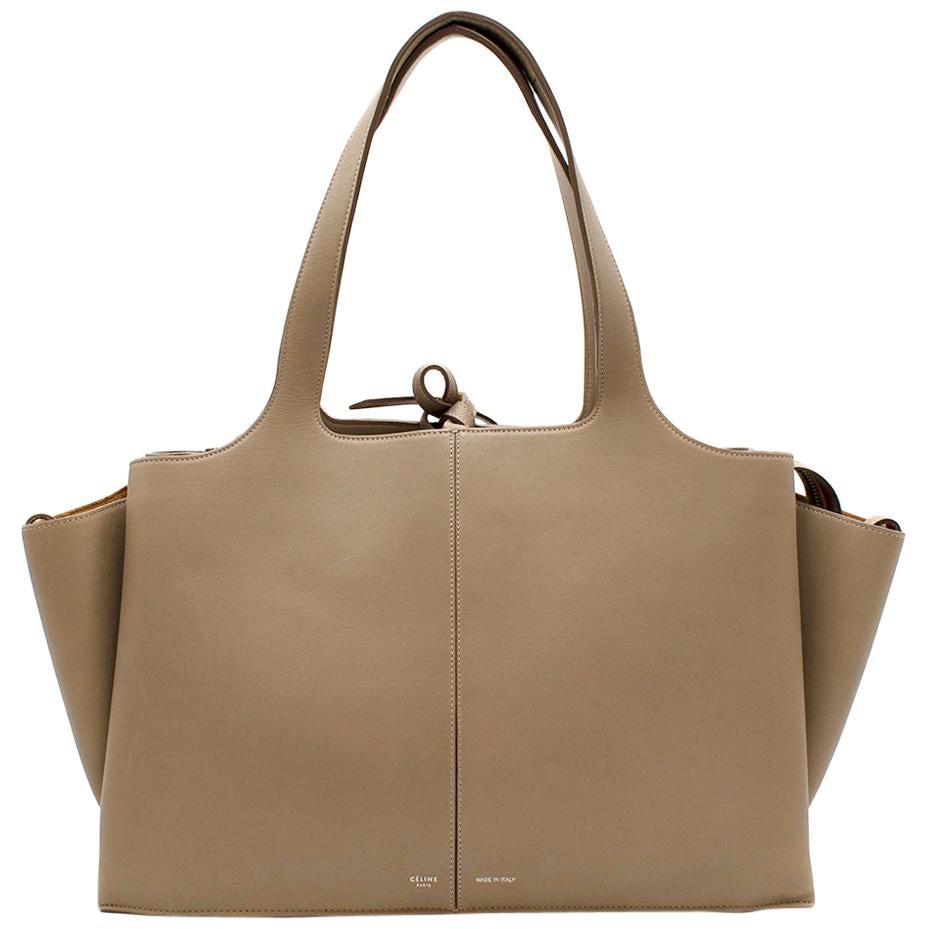 Celine Taupe Leather Tri-Fold Bag  For Sale