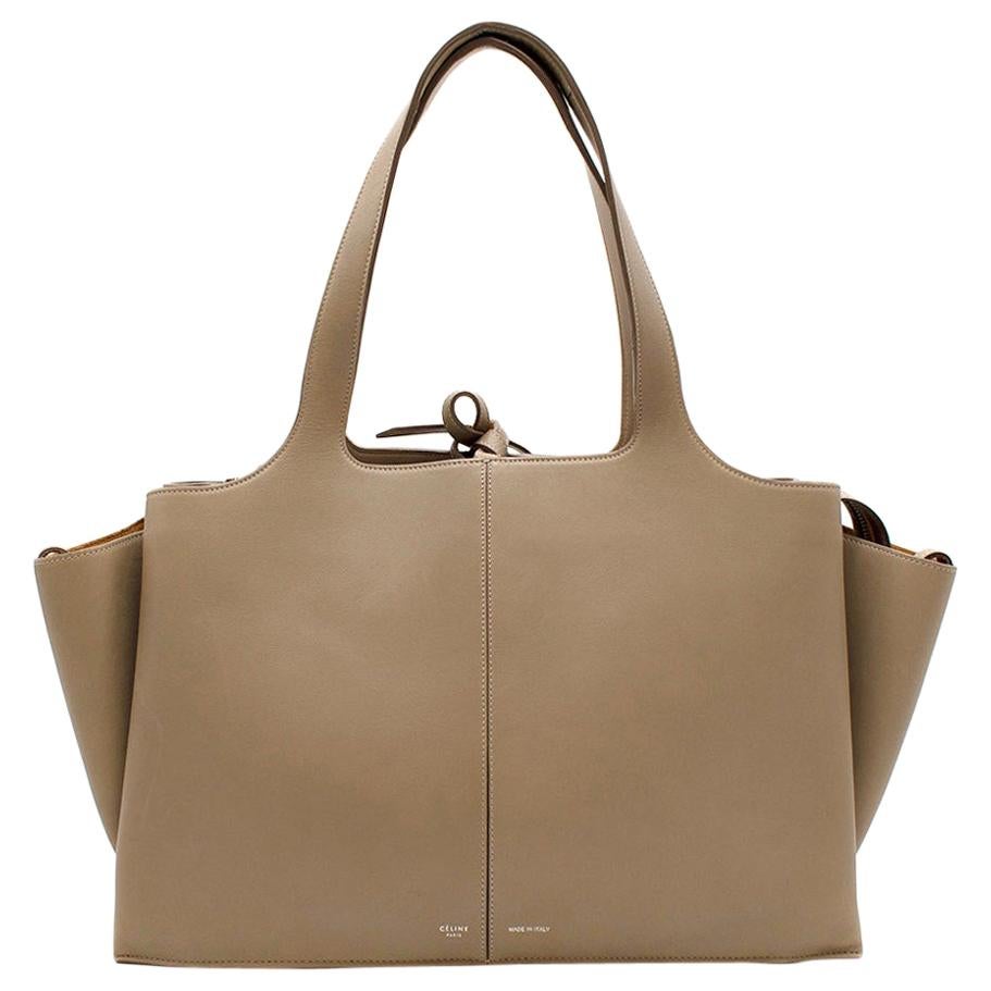 Celine Taupe Leather Tri-Fold Bag  For Sale