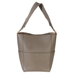 Celine Taupe Soft Grained Calfskin Medium Sangle Bucket Bag