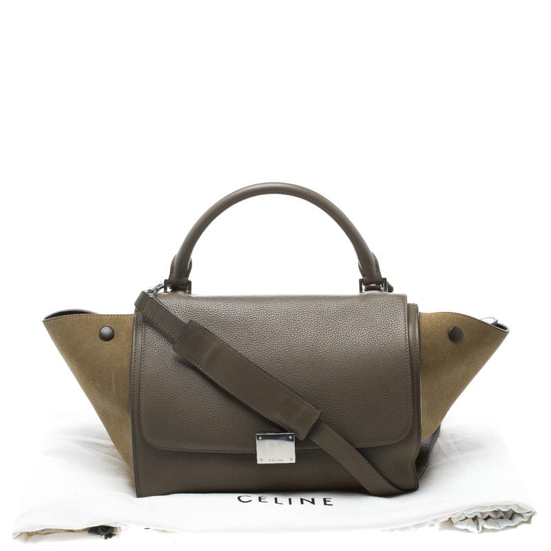 Celine Taupe Two Tone Leather and Suede Small Trapeze Tote 3