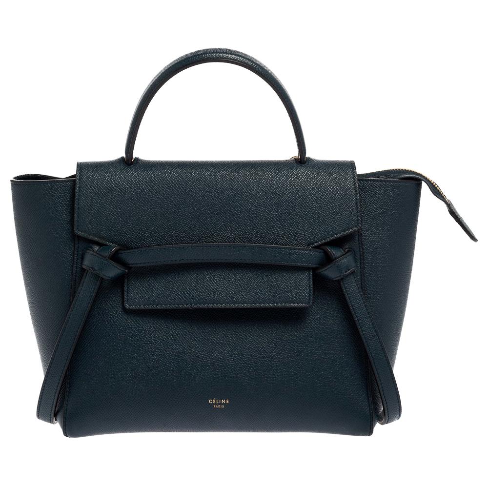 Celine Teal Blue Leather Micro Belt Bag