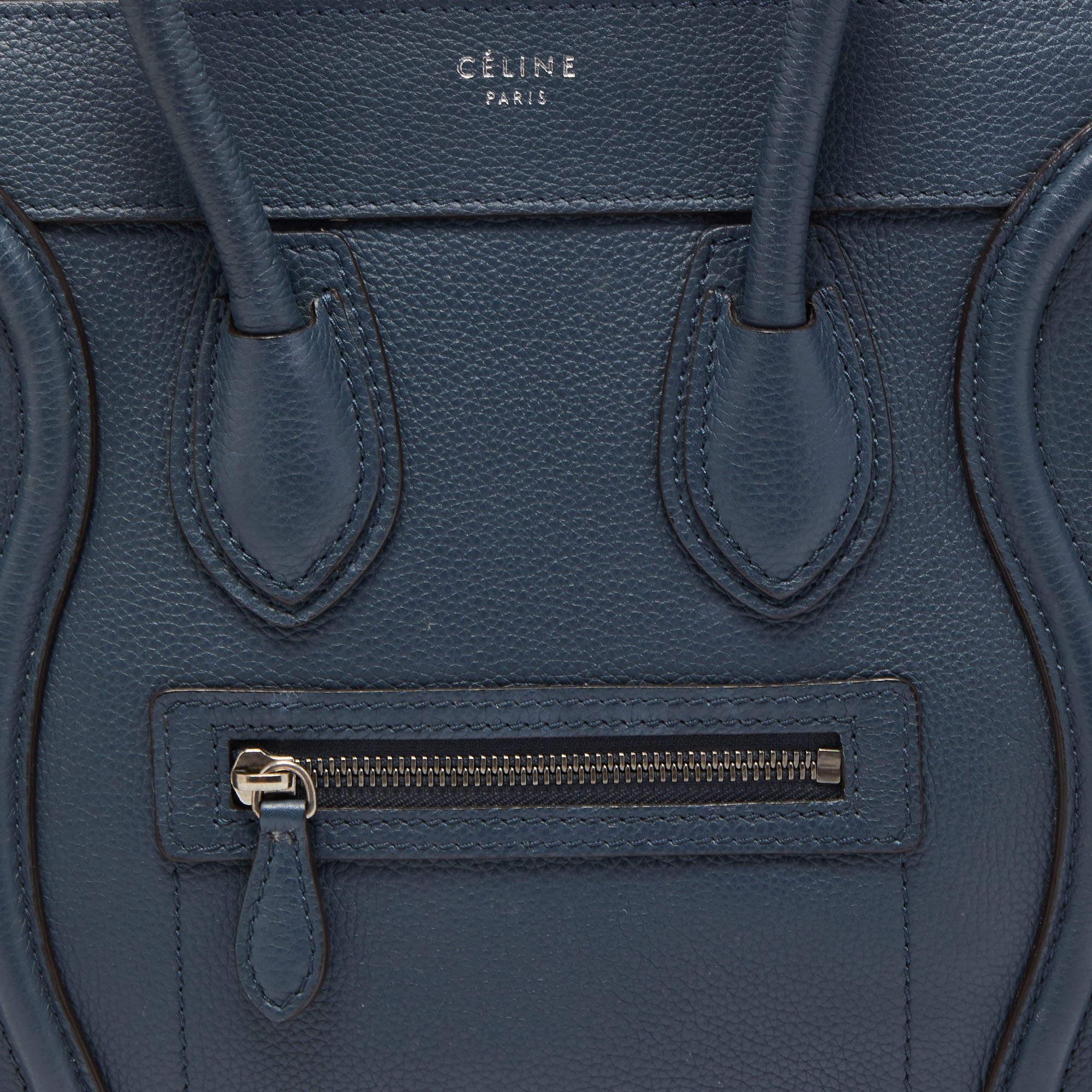 Celine Teal Blue Leather Micro Luggage Tote 6