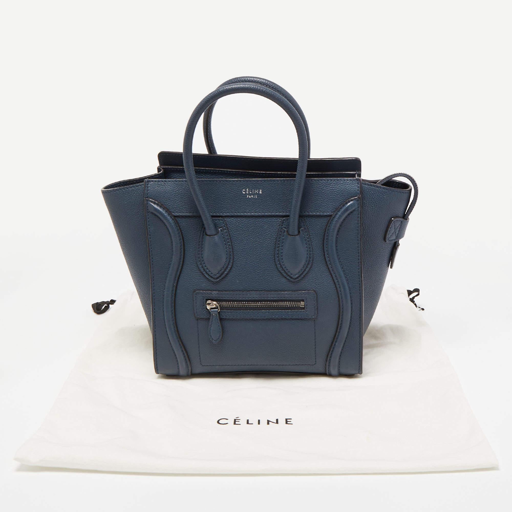 Celine Teal Blue Leather Micro Luggage Tote 12