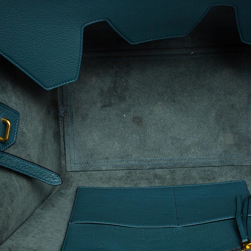 Teal Blaue Leder-Tasche mit Krawatte von Celine 7
