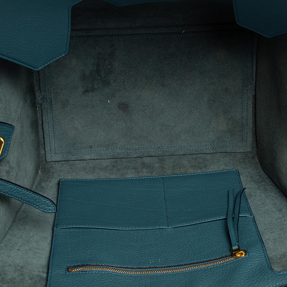 Teal Blaue Leder-Tasche mit Krawatte von Celine 8