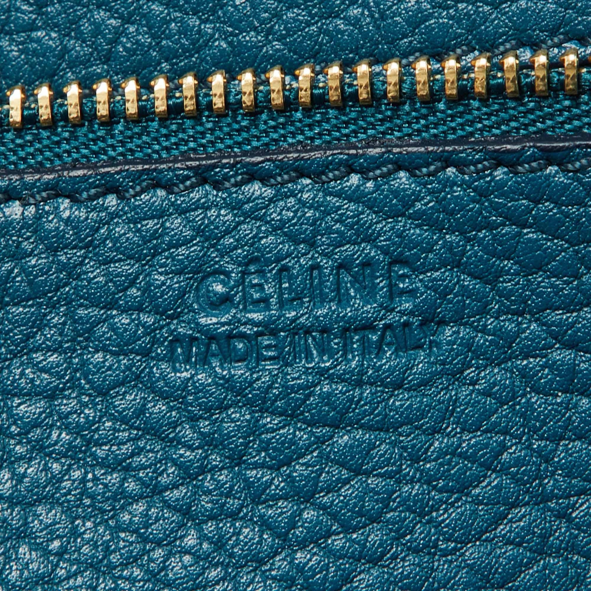 Petit sac à main en cuir bleu sarcelle de Celine Pour femmes en vente
