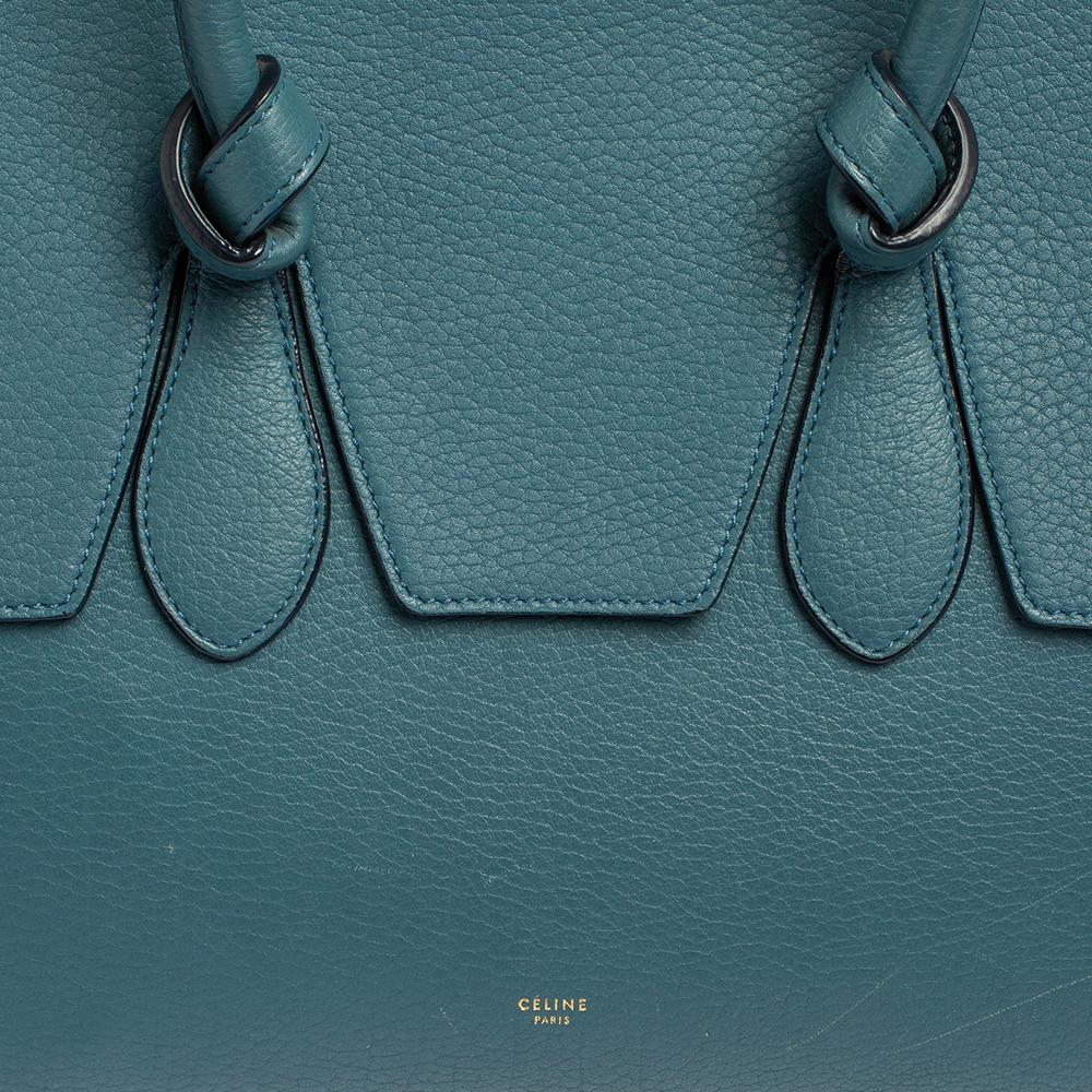 Celine Teal Blue Leather Small Tie Tote 2