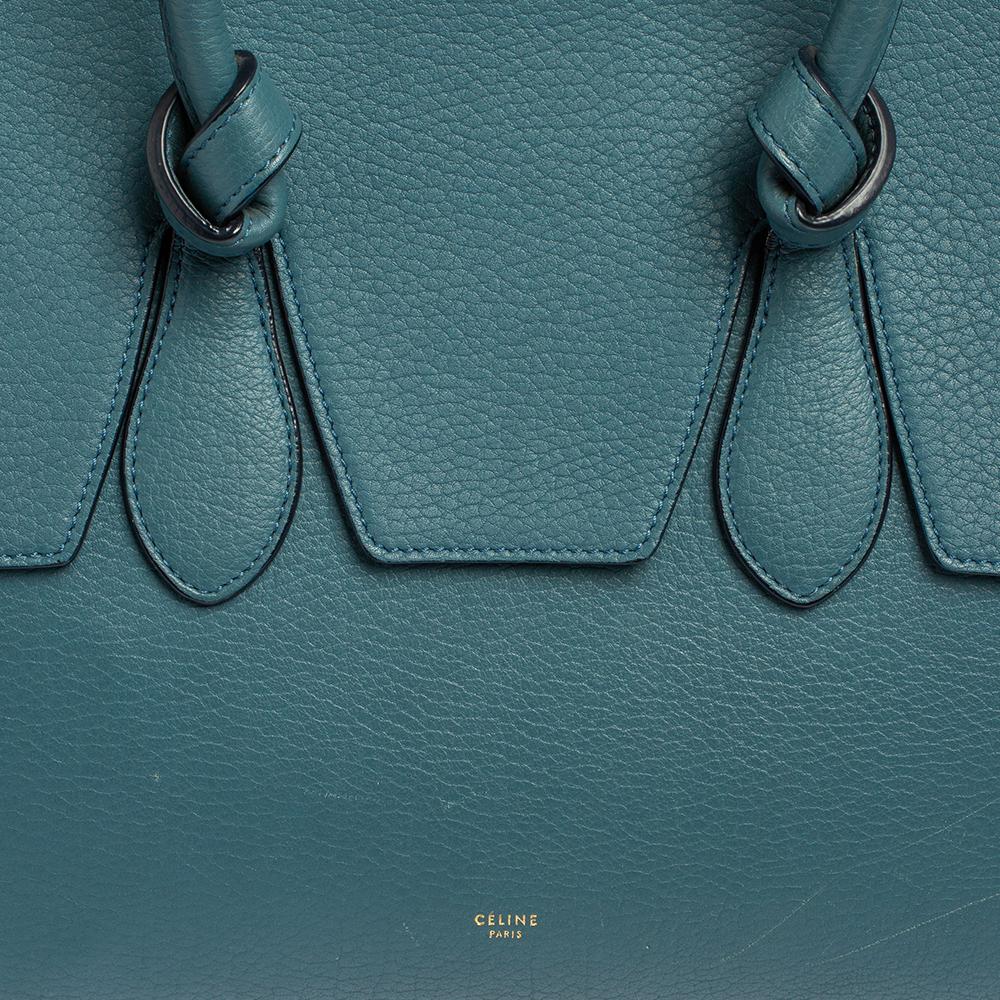 Teal Blaue Leder-Tasche mit Krawatte von Celine 2