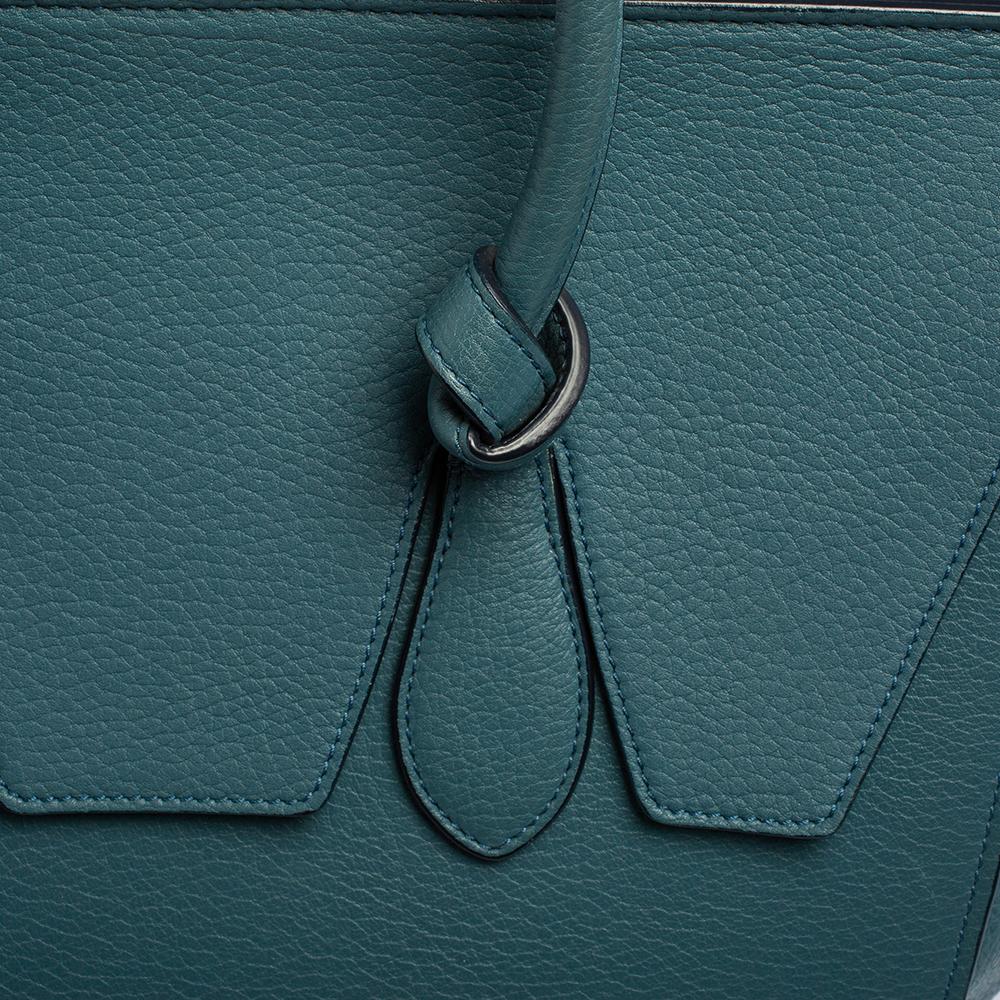 Celine Teal Blue Leather Small Tie Tote 3