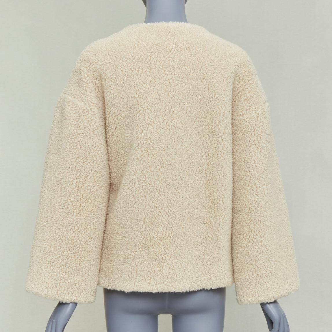 CELINE Teddy abrigo con hebilla de piel de becerro marrón de seda de cachemira crudo FR34 XS en venta 1