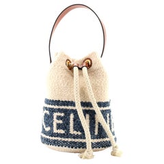 Celine Teen Drawstring Plein Soleil Bucket Bag Canvas with Leather